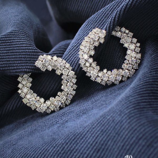 Earrings 3D 12.46ct diamonds. VS F. 3.3cm‏‏ (3)